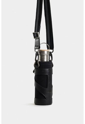 Porta Botella De Neopreno Y Cuero Para Hombre Con Botella Metálica