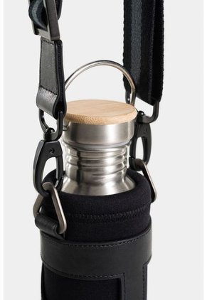 Porta Botella De Neopreno Y Cuero Para Hombre Con Botella Metálica