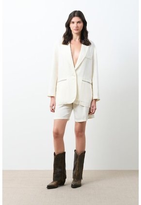 Blazer En Tejido Plano Para Mujer Tika Blazer En Tejido Plano Para Mujer Tika Crema S VÉLEZ