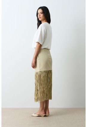 Falda Kiwa En Cuero Tejido Para Mujer Falda Kiwa En Cuero Tejido Para Mujer Crema 10 VÉLEZ