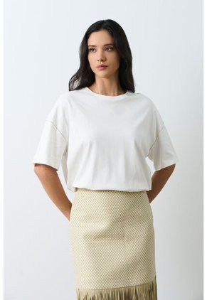 Falda Kiwa En Cuero Tejido Para Mujer Falda Kiwa En Cuero Tejido Para Mujer Crema 10 VÉLEZ