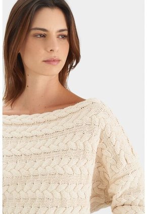 Sweater Gobi Tejido Trenzado Para Mujer Silueta Semiholgada Sweater Gobi Tejido Trenzado Para Mujer Silueta Semiholgada Tabaco XL Vélez