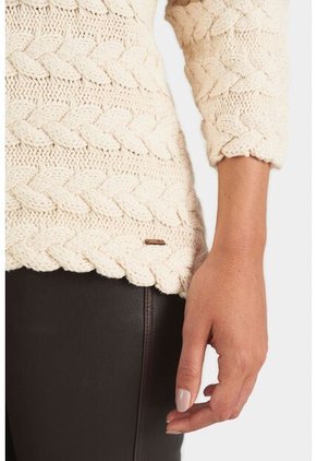 Sweater Gobi Tejido Trenzado Para Mujer Silueta Semiholgada Sweater Gobi Tejido Trenzado Para Mujer Silueta Semiholgada Tabaco XL Vélez