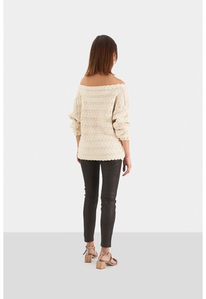 Sweater Gobi Tejido Trenzado Para Mujer Silueta Semiholgada Sweater Gobi Tejido Trenzado Para Mujer Silueta Semiholgada Tabaco XL Vélez