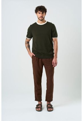 Camiseta Tejida Manga Corta Para Hombre Luminia Camiseta Tejida Manga Corta Para Hombre Luminia Verde Oliva XS VÉLEZ