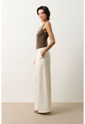 Pantalón Loa Palazzo Tiro Alto Para Mujer Pantalón Loa Palazzo Tiro Alto Para Mujer Crema 12 VÉLEZ