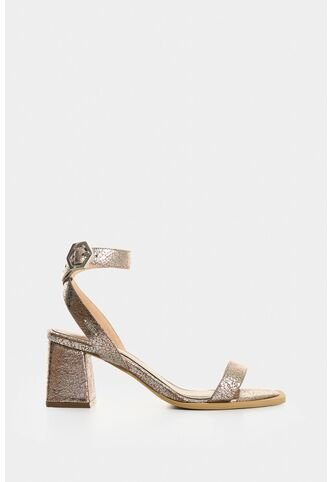 Sandalia Tacón Terra De Cuero Para Mujer Brillo Sandalia Tacón Terra De Cuero Para Mujer Brillo Plata 39 VÉLEZ Vélez