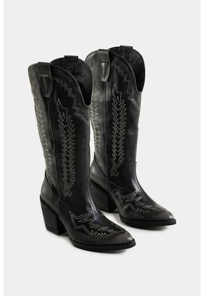 Botas Texanas Riveros De Cuero Para Mujer Bordado Decorativo Botas Texanas Riveros De Cuero Para Mujer Bordado Decorativo Negro 37 VÉLEZ