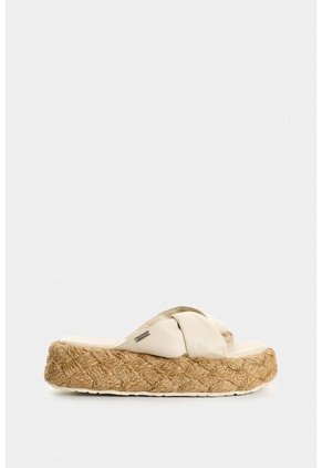 Sandalia Plataforma De Cuero Y Yute Para Mujer Ivory Sandalia Plataforma De Cuero Y Yute Para Mujer Ivory Blanco 36 VÉLEZ