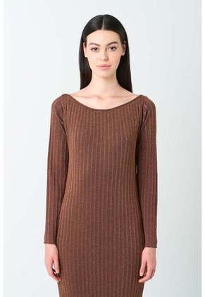 Vestido Tejido Silueta Ajustada Para Mujer Gael Vestido Tejido Silueta Ajustada Para Mujer Gael Bronce 12 VÉLEZ