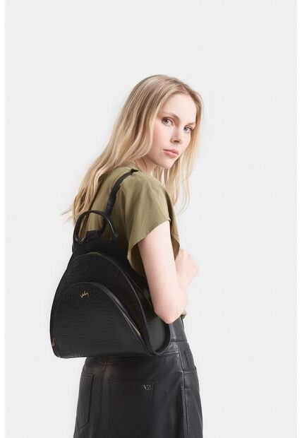 Morral Stefano De Cuero Grabado Negro Morral De Cuero Grabado Negro VÉLEZ