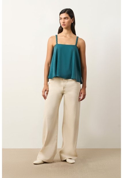 Camisa Con Cargaderas En Cuero Y Millaré Trenzado Para Mujer Canes Camisa Con Cargaderas En Cuero Y Millaré Trenzado Para Mujer Canes Azul Aguamarina S VÉLEZ