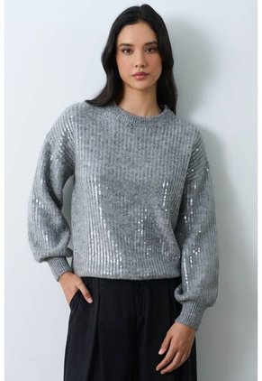Sweater Tejido Oversized Para Mujer Nácar Sweater Tejido Oversized Para Mujer Nácar Gris M VÉLEZ