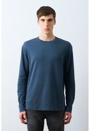 Camiseta Tejida Manga Larga Para Hombre Sabina Camiseta Tejida Manga Larga Para Hombre Sabina Azul Oscuro XL VÉLEZ