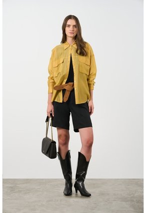 Camisa Manga Larga Para Mujer Pearl Camisa Manga Larga Para Mujer Pearl Mostaza M VÉLEZ