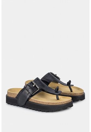 Sandalias Planas Saturno De Cuero Para Mujer Tres Puntadas Sandalias Planas Saturno De Cuero Para Mujer Tres Puntadas Negro 39 Vélez