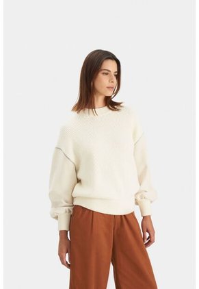 Sweater Sahara En Tejido Rectilíneo Para Mujer Fit Oversized Sweater Sahara En Tejido Rectilíneo Para Mujer Fit Oversized Crema M Vélez