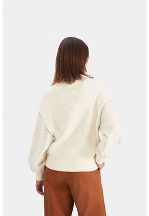 Sweater Sahara En Tejido Rectilíneo Para Mujer Fit Oversized Sweater Sahara En Tejido Rectilíneo Para Mujer Fit Oversized Crema M Vélez