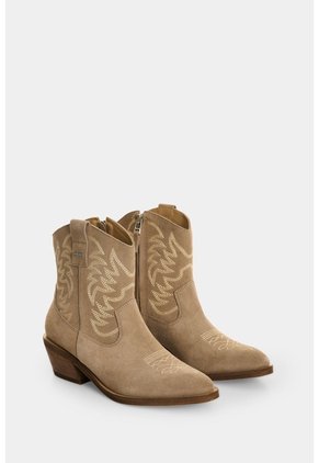 Botín Texano En Cuero Carnaza Para Mujer Basic Botín Texano En Cuero Carnaza Para Mujer Basic Tabaco 41 VÉLEZ