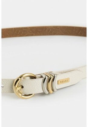 Cinturón Unifaz De Cuero Para Mujer Puntera Hexagonal Cinturón Unifaz De Cuero Para Mujer Puntera Hexagonal Blanco L VÉLEZ