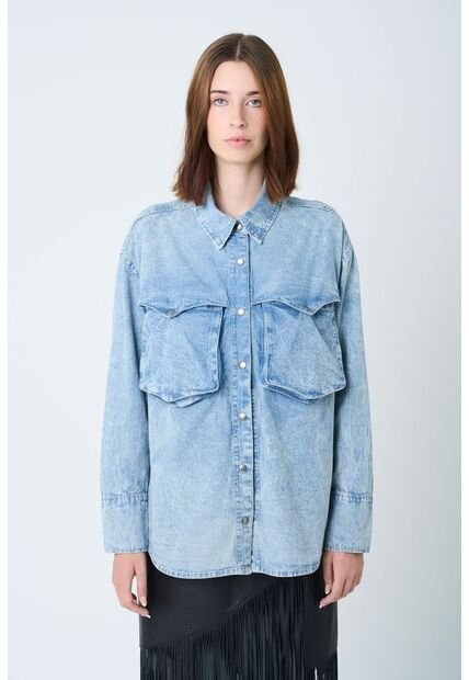 Camisa Perseus Para Mujer Oversized Camisa Perseus Para Mujer Oversized Azul Claro XS VÉLEZ