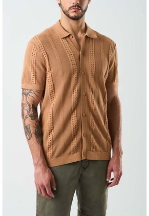 Camisa Manga Corta Tejida Para Hombre Luminia Camisa Manga Corta Tejida Para Hombre Luminia Cafe XL VÉLEZ