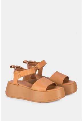 Sandalias Plataforma Milán Para Mujer De Cuero Con Brillo Natural Sandalias Plataforma Milán Para Mujer De Cuero Con Brillo Natural Miel 34 Vélez