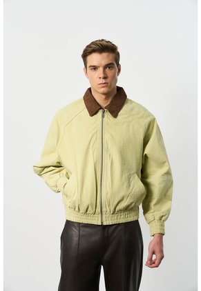 Chaqueta Bomber En Gamuza Croco Para Hombre Chaqueta Bomber En Gamuza Croco Para Hombre Amarillo L VÉLEZ