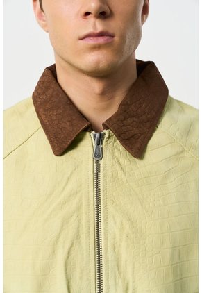 Chaqueta Bomber En Gamuza Croco Para Hombre Chaqueta Bomber En Gamuza Croco Para Hombre Amarillo L VÉLEZ