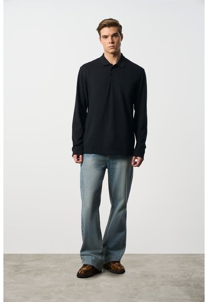 Polo Manga Larga En Algodón Para Hombre Nápoles Polo Manga Larga En Algodón Para Hombre Nápoles Negro XXL VÉLEZ