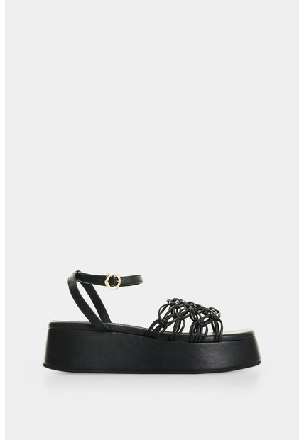 Sandalia Plataforma En Cuero Para Mujer Orquidea Sandalia Plataforma En Cuero Para Mujer Orquidea Negro 35 VÉLEZ