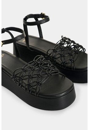 Sandalia Plataforma En Cuero Para Mujer Orquidea Sandalia Plataforma En Cuero Para Mujer Orquidea Negro 35 VÉLEZ