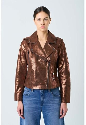 Chaqueta Biker De Cuero Para Mujer Royal Glass Chaqueta Biker De Cuero Para Mujer Royal Glass Bronce XL VÉLEZ Vélez