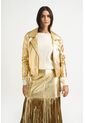 Chaqueta Biker Thaila De Cuero Para Mujer Acabado Metalizado Chaqueta Biker Thaila De Cuero Para Mujer Acabado Metalizado Dorado L VÉLEZ de Vélez