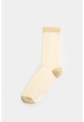 Calcetines Ica Midi Con Detalle En Lúrex Para Mujer Calcetines Ica Midi Con Detalle En Lúrex Para Mujer Crema XS VÉLEZ