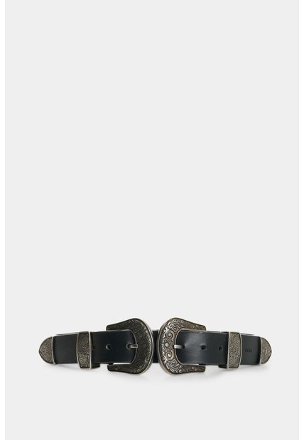 Cinturón Unifaz En Cuero Doble Hebilla Para Mujer Luzia Cinturón Unifaz En Cuero Doble Hebilla Para Mujer Luzia Negro L VÉLEZ