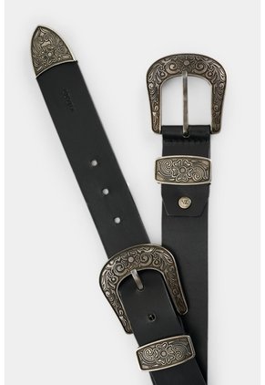 Cinturón Unifaz En Cuero Doble Hebilla Para Mujer Luzia Cinturón Unifaz En Cuero Doble Hebilla Para Mujer Luzia Negro L VÉLEZ