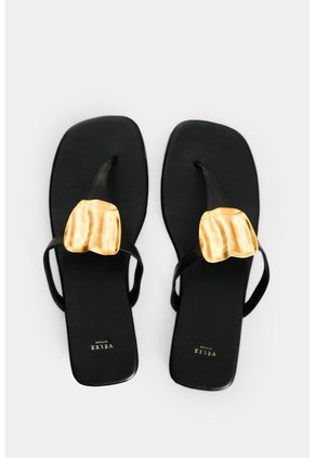 Sandalia Plana En Cuero Para Mujer Terral Sandalia Plana En Cuero Para Mujer Terral Negro 36 VÉLEZ