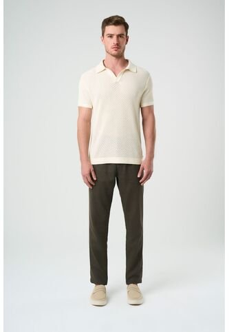 Pantalón Aron En Lino Para Hombre Ribete Cuero Pantalón Aron En Lino Para Hombre Ribete Cuero Verde Oliva 34 VÉLEZ Vélez