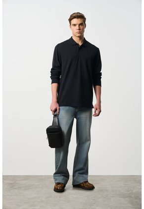 Polo Manga Larga En Algodón Para Hombre Nápoles Polo Manga Larga En Algodón Para Hombre Nápoles Negro S VÉLEZ