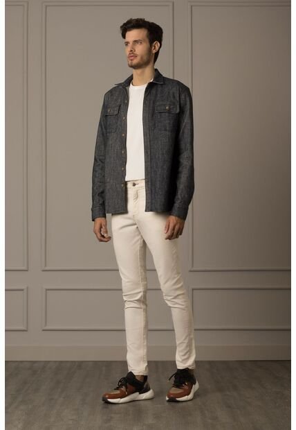 Camisa Jaspe Manga Larga Para Hombre Tejido Tipo Denim Camisa Jaspe Manga Larga Para Hombre Tejido Tipo Denim Azul S Vélez