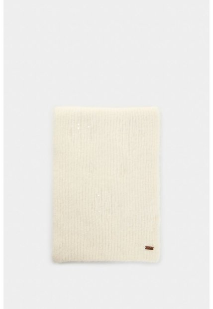 Bufanda Tejida Platino Para Mujer Detalle Lentejuelas Bufanda Tejida Platino Para Mujer Detalle Lentejuelas Crema XS VÉLEZ