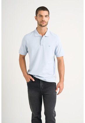 Polo Para Hombre Semi Fit Detalle Jacquard Polo Para Hombre Semi Fit Detalle Jacquard Azul Claro L VÉLEZ