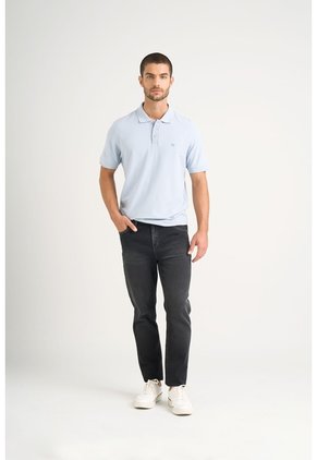 Polo Para Hombre Semi Fit Detalle Jacquard Polo Para Hombre Semi Fit Detalle Jacquard Azul Claro L VÉLEZ
