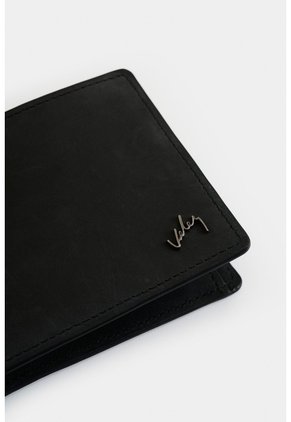 Billetera Terra De Cuero Para Hombre Interior Contraste Billetera Terra De Cuero Para Hombre Interior Contraste Negro VÉLEZ