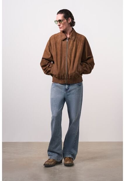 Chaqueta Bomber En Gamuza Croco Para Hombre Chaqueta Bomber En Gamuza Croco Para Hombre Cafe XXL VÉLEZ