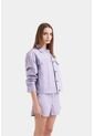Chaqueta Calas En Denim Rígido Para Mujer Detalles Cuero Chaqueta Calas En Denim Rígido Para Mujer Detalles Cuero Lila S VÉLEZ de Vélez