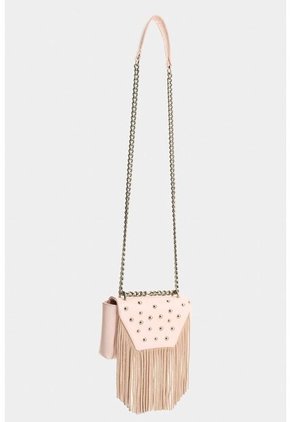 Bandolera Mini Lili De Cuero Con Flecos Y Taches Para Mujer Bandolera Mini Lili De Cuero Con Flecos Y Taches Para Mujer Rosado VÉLEZ