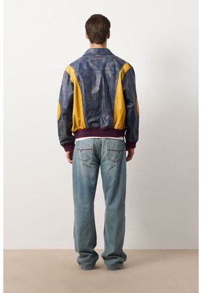 Chaqueta Bomber En Cuero Envejecido Para Hombre Chaqueta Bomber En Cuero Envejecido Para Hombre Multicolor XXL VÉLEZ