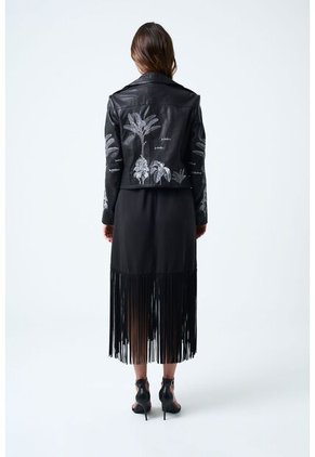 Chaqueta Biker Para Mujer Bordado Metalizado Chaqueta Biker Para Mujer Bordado Metalizado Negro S VÉLEZ